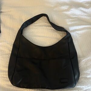 Classic Black Leather Shoulder Bag